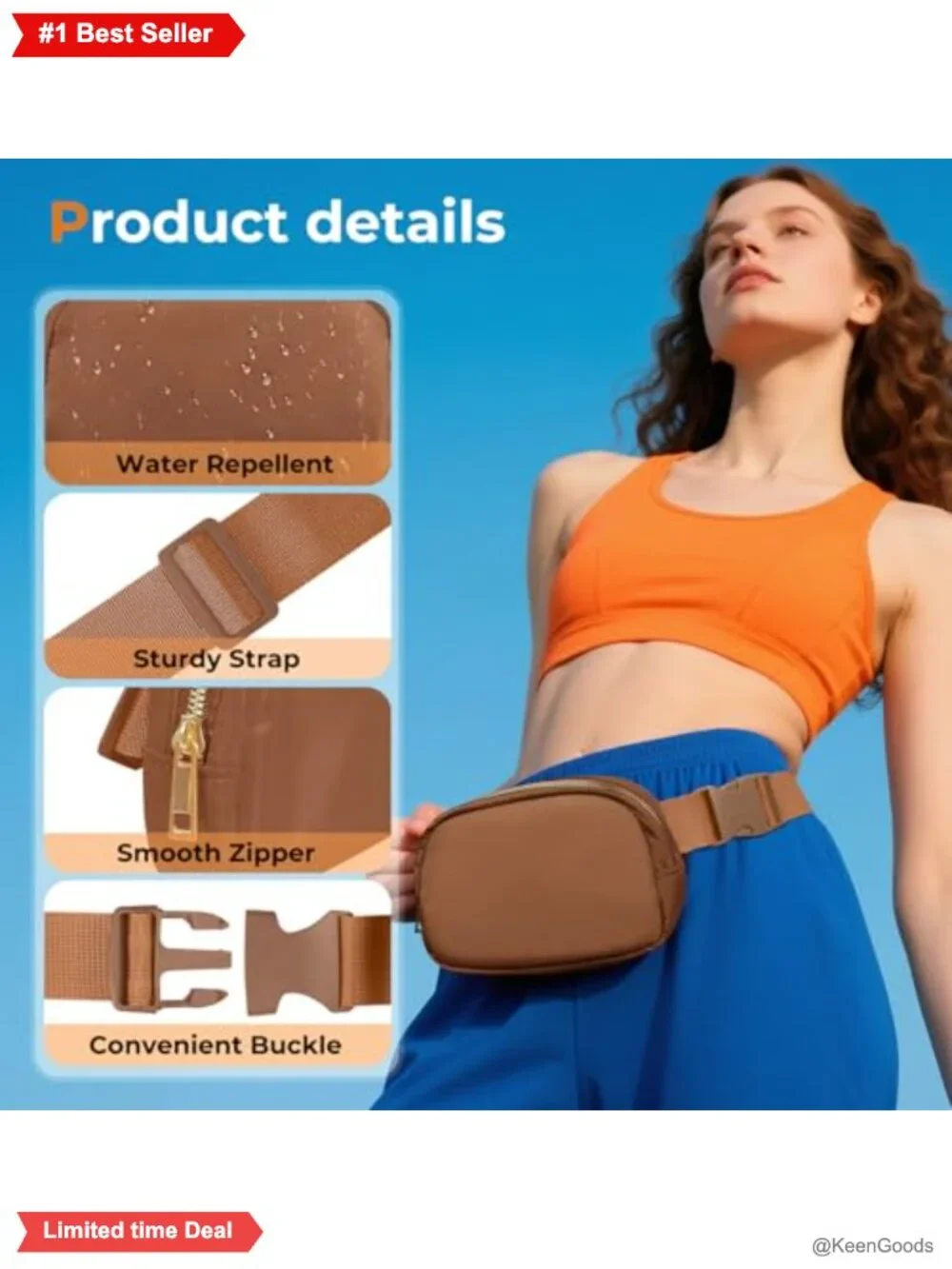 Nylon Water Resistant Belt Bag Fanny Pack Crossbody Waist Pack Zipper